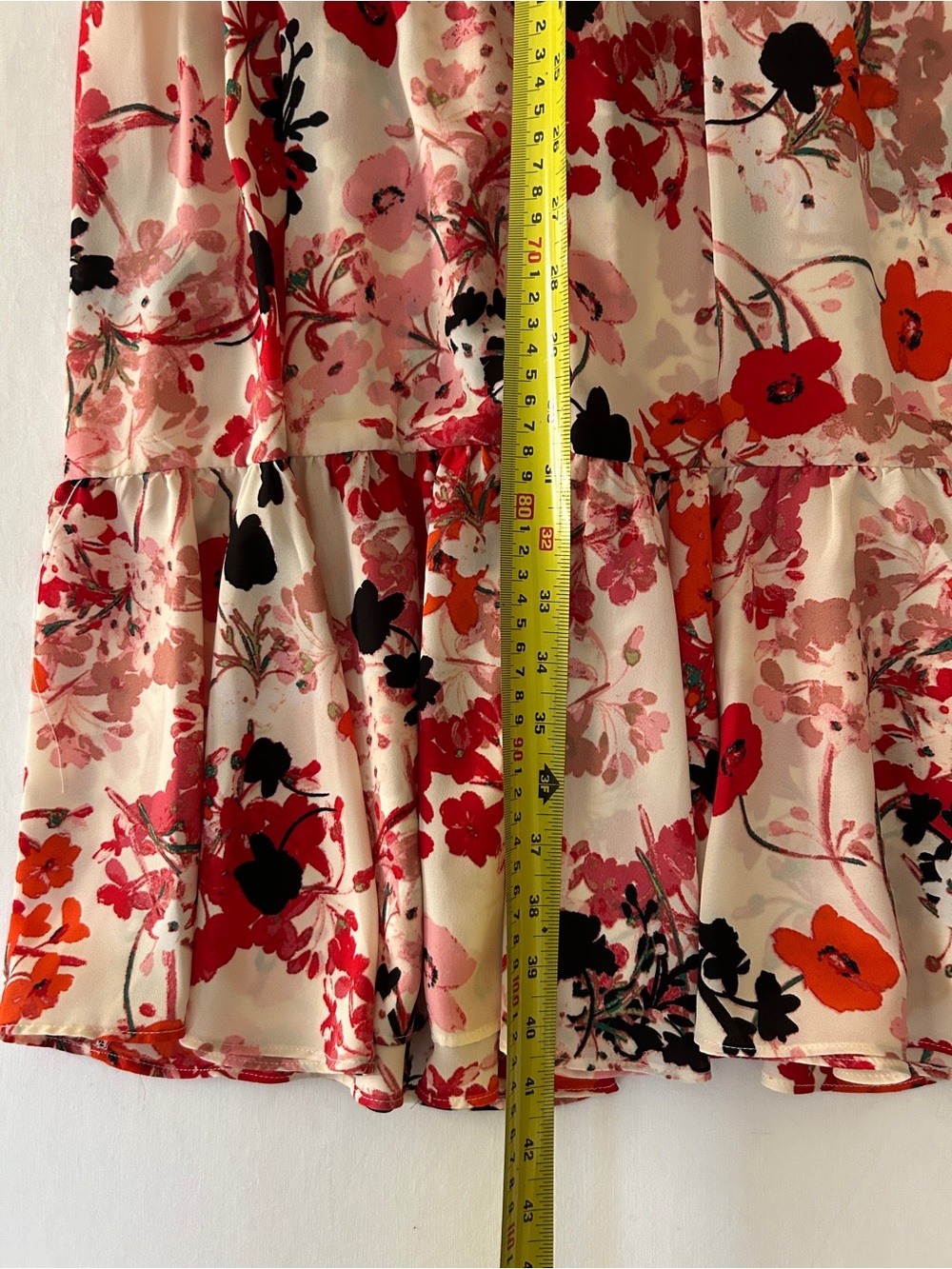 Nanette Lepore Cream Midi Dress with Red & Pink Floral Print - Picture 3 of 9